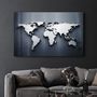 Autres décorations murales - Metallic Blue World Map | Glass Wall Art - ARTDESIGNA