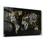 Autres décorations murales - World Map With Yellow Lines | Glass Wall Art - ARTDESIGNA