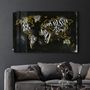 Autres décorations murales - World Map With Yellow Lines | Glass Wall Art - ARTDESIGNA