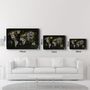 Autres décorations murales - World Map With Yellow Lines | Glass Wall Art - ARTDESIGNA