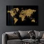 Autres décorations murales - World Map In Golden | Glass Wall Art - ARTDESIGNA
