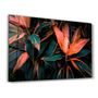 Autres décorations murales - Red And Green Leafs | Glass Wall Art - ARTDESIGNA