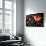 Autres décorations murales - Red And Green Leafs | Glass Wall Art - ARTDESIGNA