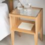 Tables de nuit - MU24176 Table de chevet en bois de frêne et verre 38x30x55 cm - ANDREA HOUSE