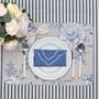 Linge de table textile - Runner both sided Blossom Blue & Stripes - ROSEBERRY HOME