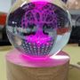 Gifts - Engraved glass ball on LED wooden base with remote control. - LE COMPTOIR DU NEON
