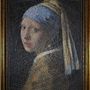 Paintings - Girl with a Pearl Earring made with threads only / Decoratif Panel - ART NITKA