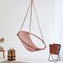 Verandas - Teak Frame Genuine Leather Hanging Chair - MERN LIVING