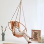 Outdoor decorative accessories - Teak Frame Canvas Hanging Chair - Bresse Rast Blue - MERN LIVING