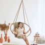 Outdoor decorative accessories - Teak Frame Canvas Hanging Chair - Boves Rast Blue - MERN LIVING