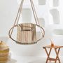 Outdoor decorative accessories - Teak Frame Canvas Hanging Chair - Boves Rast Blue - MERN LIVING