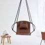 Outdoor space equipments - Faux Leather Hanging Chair – Brown - MERN LIVING