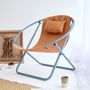 Lawn chairs - Italian Faux Leather Folding Chair - Orange - MERN LIVING