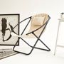 Deck chairs - Italian Faux Leather Folding Chair - Off White - MERN LIVING