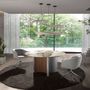 Dining Tables - Round dining table in porcelain marble, walnut & silver-coloured wood - ANGEL CERDÁ