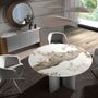 Dining Tables - Round dining table in porcelain marble, walnut & silver-coloured wood - ANGEL CERDÁ