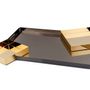 Objets design - Plateau design en acier inoxydable - doré 24 K et noir brillant - ELLEFFE DESIGN