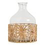 Vases - Vase bonbonne GARANCE en verre et raphia - Petit modèle - H. 21 cm - BLANC D'IVOIRE
