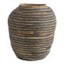 Objets de décoration - Jarre décorative GOA en abaca - Naturel et bleu - BLANC D'IVOIRE