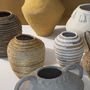 Objets de décoration - Jarre décorative GOA en abaca - Naturel et bleu - BLANC D'IVOIRE