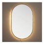Mirrors - VICTORIA oval illuminated mirror in brass-finish metal - H. 104 cm - BLANC D'IVOIRE