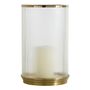 Candlesticks and candle holders - OSCAR tealight holder in ribbed glass and gold metal - Large model - ø 24.5 x 38.5 cm - BLANC D'IVOIRE