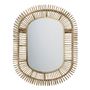 Mirrors - SALOME oval mirror in rattan and metal - Large model - H. 105 cm - BLANC D'IVOIRE