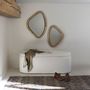 Miroirs - Miroir COSMO en rotin et métal doré finition laiton - Petit modèle - H. 45 cm - BLANC D'IVOIRE