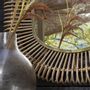 Mirrors - SALOME oval mirror in rattan and metal - Small model - H. 70 cm - BLANC D'IVOIRE