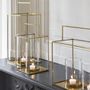 Candlesticks and candle holders - HECTOR lantern with 3 glasses in brass-finish metal - BLANC D'IVOIRE