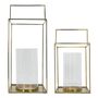 Candlesticks and candle holders - Set of 2 HECTOR lanterns in brass-finish metal - BLANC D'IVOIRE
