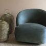 Armchairs - LISETTE armchair in velvet - Blue - BLANC D'IVOIRE