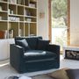 Armchairs - ANGIE armchair in velvet - Peacock blue - BLANC D'IVOIRE