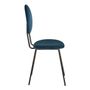 Chaises - Chaise COLETTE en velours et métal - Bleu nuit - BLANC D'IVOIRE