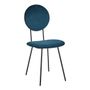Chaises - Chaise COLETTE en velours et métal - Bleu nuit - BLANC D'IVOIRE