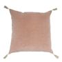 Coussins textile - Housse de coussin MATTEO en velours de coton et lin - Rose - 50 x 50 cm - BLANC D'IVOIRE