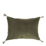 Coussins textile - Housse de coussin MATTEO en velours de coton et lin - Kaki - 60 x 40 cm - BLANC D'IVOIRE