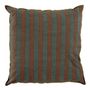 Coussins textile - Housse de coussin BAYADERE en coton - Bleu pétrole et terracotta - 50 x 50 cm - BLANC D'IVOIRE