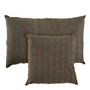 Coussins textile - Housse de coussin BAYADERE en coton - Bleu pétrole et terracotta - 50 x 50 cm - BLANC D'IVOIRE