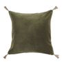 Fabric cushions - MATTEO cushion cover in cotton and linen velvet - Khaki - 50 x 50 cm - BLANC D'IVOIRE