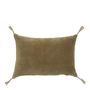 Coussins textile - Housse de coussin MATTEO en velours de coton et lin - Taupe - 60 x 40 cm - BLANC D'IVOIRE