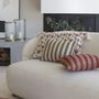 Fabric cushions - BAYADERE cotton cushion cover - Nude and brick red - 60 x 40 cm - BLANC D'IVOIRE