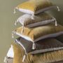 Coussins textile - Housse de coussin MATTEO en velours de coton et lin - Gris charbon - 50 x 50 cm - BLANC D'IVOIRE