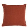 Coussins textile - Housse de coussin CHLOÉ en lin lavé - Orange brûlé - 50 x 50 cm - BLANC D'IVOIRE