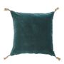 Coussins - Coussin MATTEO velours et lin - Pétrole - BLANC D'IVOIRE