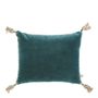 Cushions - MATTEO velvet and linen cushion - Petrol - BLANC D'IVOIRE