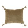 Coussins textile - Housse de coussin MATTEO en velours de coton et lin - Taupe - 30 x 40 cm - BLANC D'IVOIRE