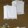 Suspensions - Suspension JADE en tissu blanc et métal doré finition laiton - Petit modèle - H. 65 cm - BLANC D'IVOIRE