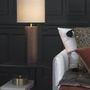Table lamps - PAULIN lamp base in waxed mango wood with walnut finish - ø 13 x 42.5 cm - BLANC D'IVOIRE