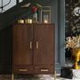Sideboards - VICTOR high sideboard in waxed mango wood with walnut finish - BLANC D'IVOIRE